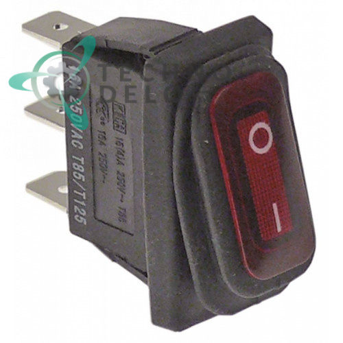 Выключатель балансирный красный монтаж 30x11мм с сильфоном (1NO 230В 16А)