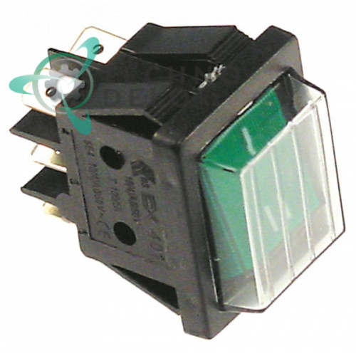 Выключатель зелёный 2CO 230В 16А 0-I 30x22мм IP65 058808 58808 печи Electrolux, Zanussi COCO10E и др.