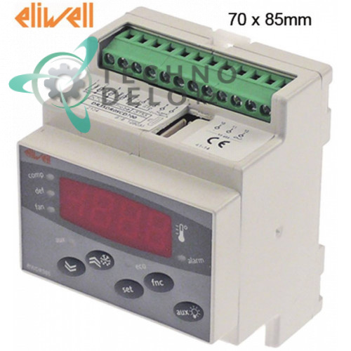 Контроллер Eliwell EWDR985/CSLX DR35DR0SCD700 RS485 70x85мм 230VAC датчик NTC/PTC 4 реле диапазон измерений -55 до +150 °C